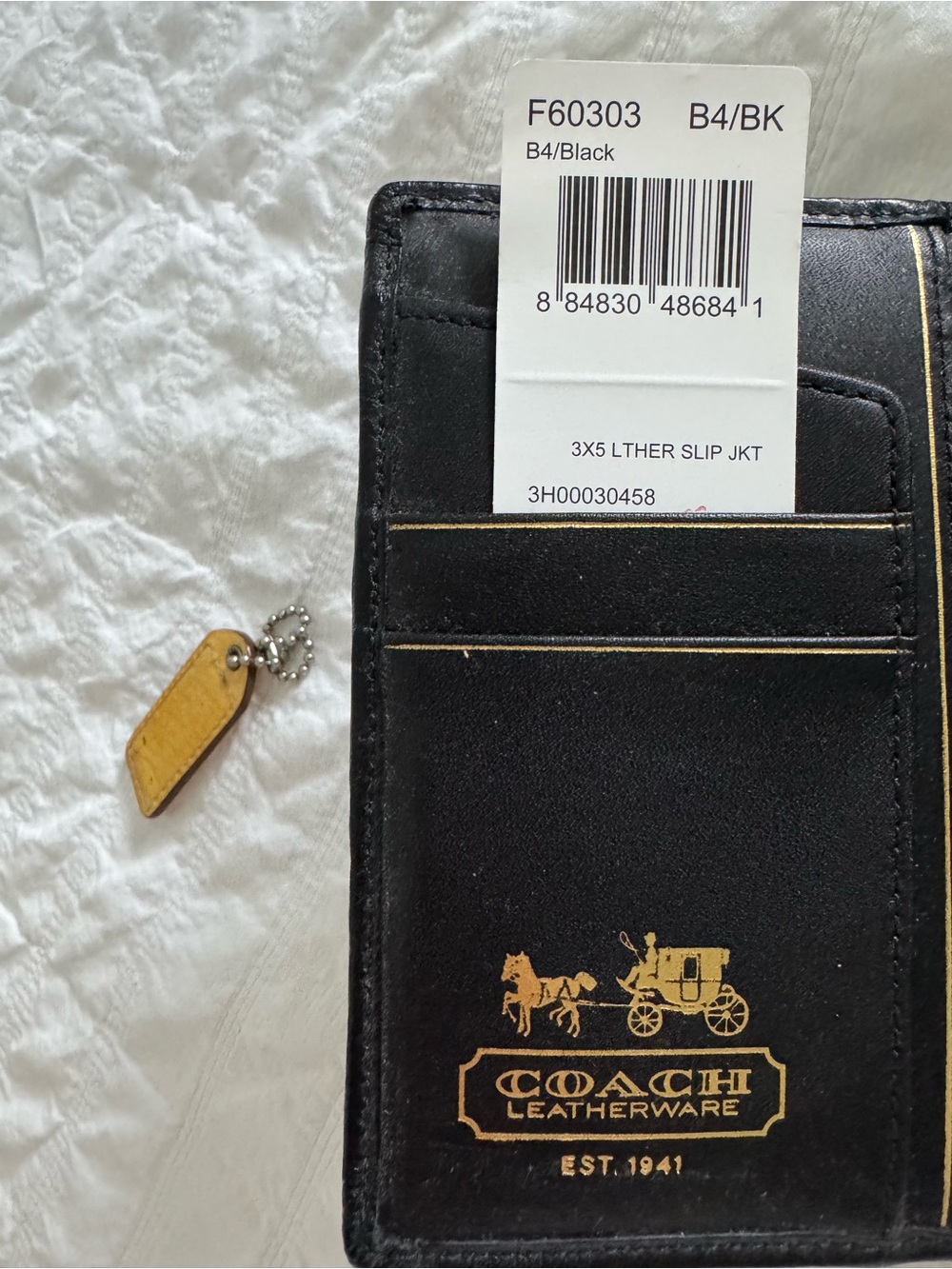 Coach Black Leather Turnlock Wallet with Coach Key Tag, Brass Hardware - Picture 3 of 10
